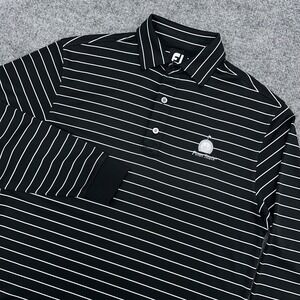 FootJoy Polo Mens S Black White Stripe Long Sleeve Stretch Knit Penn State
